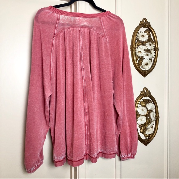Free People Acadia Henley Shirt Oversized Drapey - Picture 5 of 8